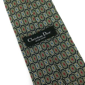 Christian Dior Monsieur All Silk Made in USA Tie Green Blue Red Imported Fabric